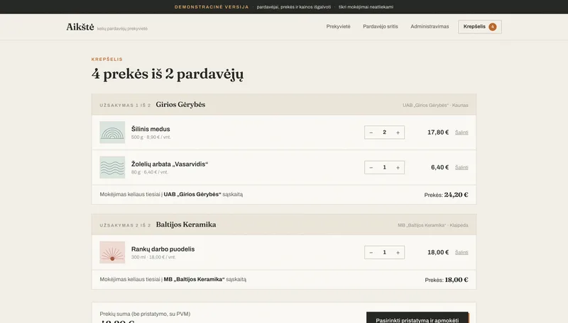 The Aikštė basket split between two sellers